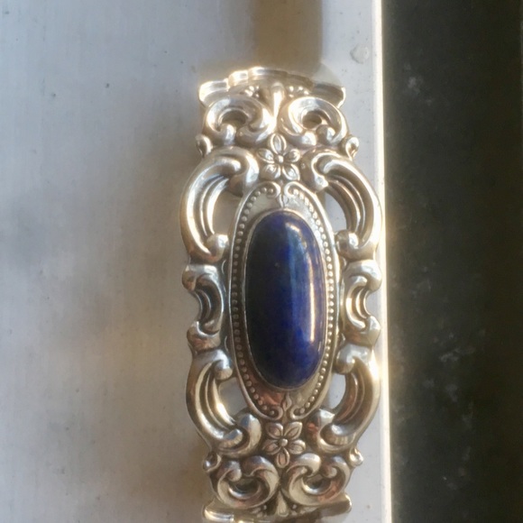 Towle Duchess Sterling Flower Lapis Lazuli Cuff - Picture 8 of 8